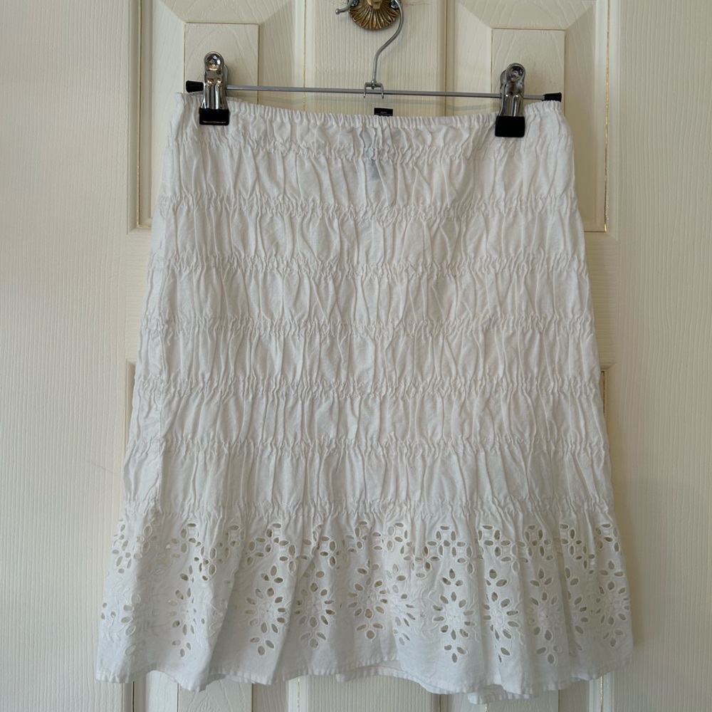 Vero Moda Ruched White Eyelet Skirt